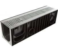 Комплект Лоток пластиковый AQUADRENAG Standart DN200 h-280 с решеткой штампованной оцинкованной и стальными фиксаторами, 2 шт. H20260280