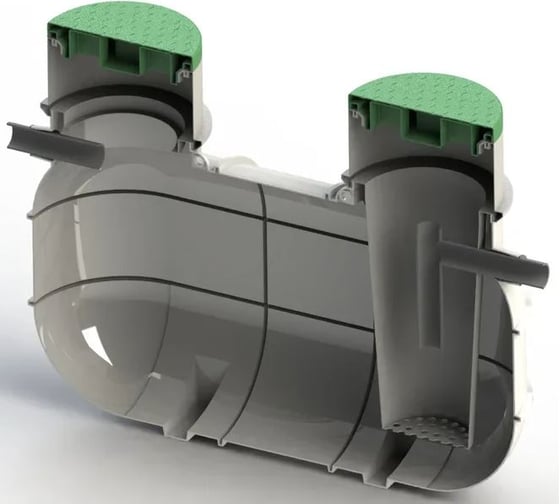 Золотарь-2 ASPLAST 1500 с крышками С и горловинами Г300 EL-25P-CAUN-C1500L-BL-2-G300