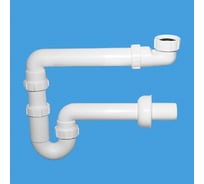 Сифон без выпуска McAlpine ф40-40, трубный, P-образный, с отводной трубкой 90гр L=254мм MRSK14-HCLI