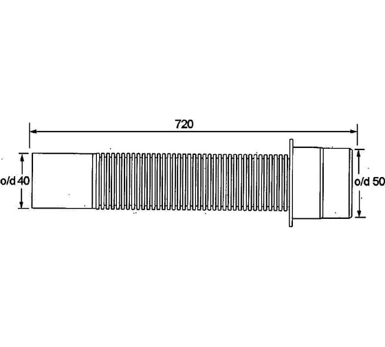 Гофра нераздвижная McAlpine (L720мм, D37.5мм); вход Дн=40мм, выход Дн=50мм MRF2