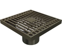 Душевой трап с сухим затвором Teymi Helmi 10х10 см, вертикальный выпуск, c решеткой бронза T90323 ЦБ-00270278