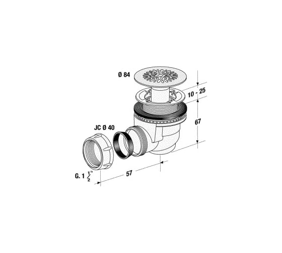 Сифон для душевого поддона Nicoll под отверстие D60, слив D40 580-0205001