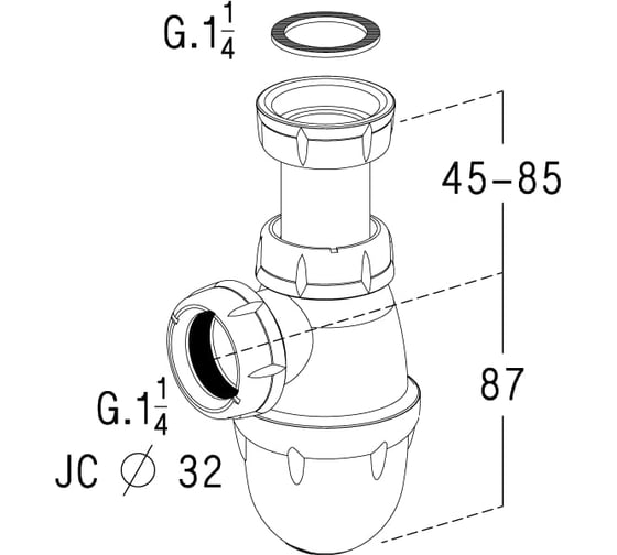 Сифон для умывальника Nicoll 1 1/4х32 L211-0201001
