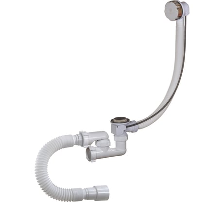 Сифон для ванны ORIO 1 1/2х40 полуавтомат, регулируемый с переливом и гибкой трубой 40/50 А-28089