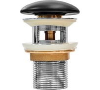 Донный клапан Milleau Clik-clak с керамической накладкой (матовый черный) для раковины с переливом PD1MB/WO