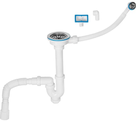 Сифон для кухни AV Engineering прямоточный с аварийным выходом, выпуск 70 мм, 1 1/2-40/50мм, AVE129741E