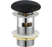 Донный клапан Cezares с системой "Клик-клак" с переливом, черная керамическая крышка CZR-SAT7-NERO