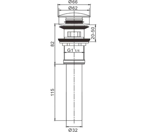Донный клапан для раковины с переливом Maretti черный AC19P11560