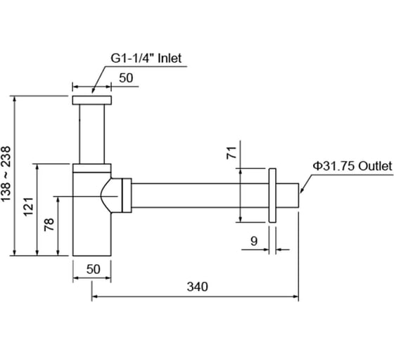 Сифон Aquatek AQ6012PG, полир. золото 00000139281