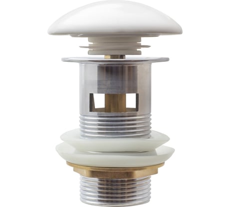 Донный клапан для умывальника MPF 1.1/4", клик-клак с переливом (белая крышка) ИС.110489