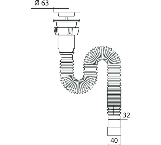 Сифон гофрированный Wirquin 1¼ х 32/40 мм, L800 мм с хомутом жесткости 30717987