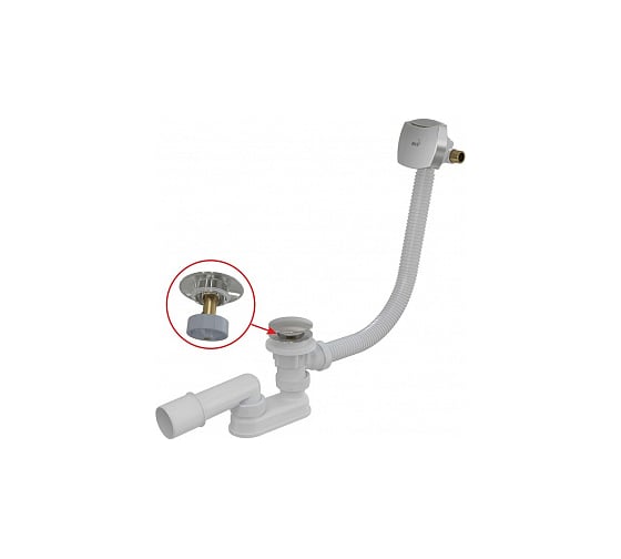 Сифон для ванны Alcadrain A508CKM CLICK/CLACK с напуском воды через перелив, хром 00061149 1
