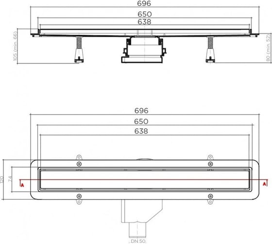 Душевой лоток Pestan Betto Line 650 блистер 00064709