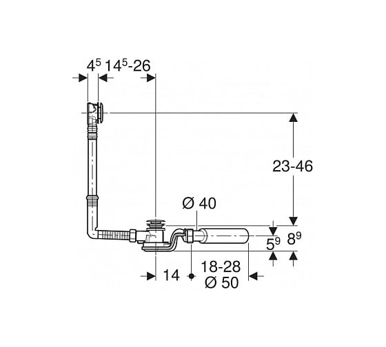Слив-перелив для ванны с системой нажатия Geberit 150.758.21.1 PushControl, d52 00066611