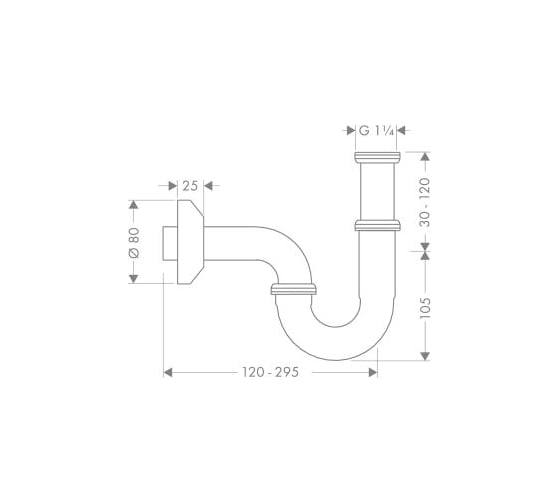 Сифон для раковины Hansgrohe 53010000 трубчатый, упрощенный монтаж, хром А8001512
