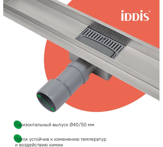 Лоток душевой IDDIS горизонтальный выпуск, комбинированный затвор, перфорированная решетка, 600мм, хром, 975A6SB10DZ