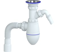 M320V Сифон для тюльпана, умывальника прикручивающийся выпуск 1 1/4" (Ø 32) отводом для стиральной Unicorn М320V