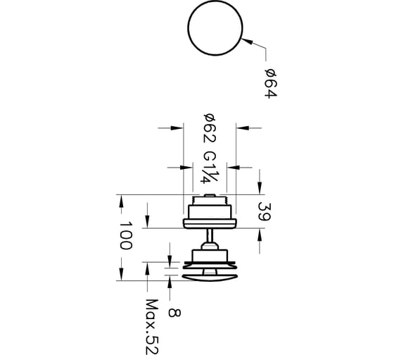 Донный клапан для раковины с переливом VitrA Origin нажимной, никель A4514934