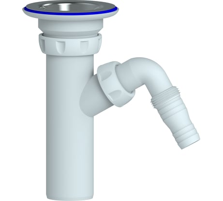 Комплектующие, прикручивающийся выпуск Unicorn ME140V 1 1/4" (Ø 32) отвод для стиральной машины, нержавеющая чашка МЕ140V