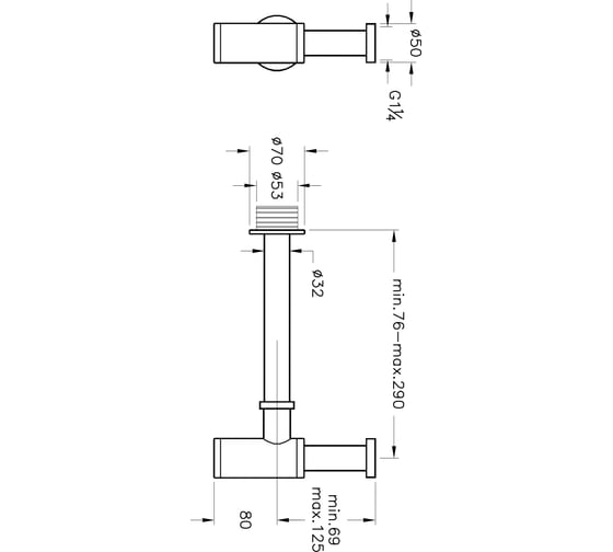 Сифон для раковины VitrA Origin Т-типа, никель A4512334