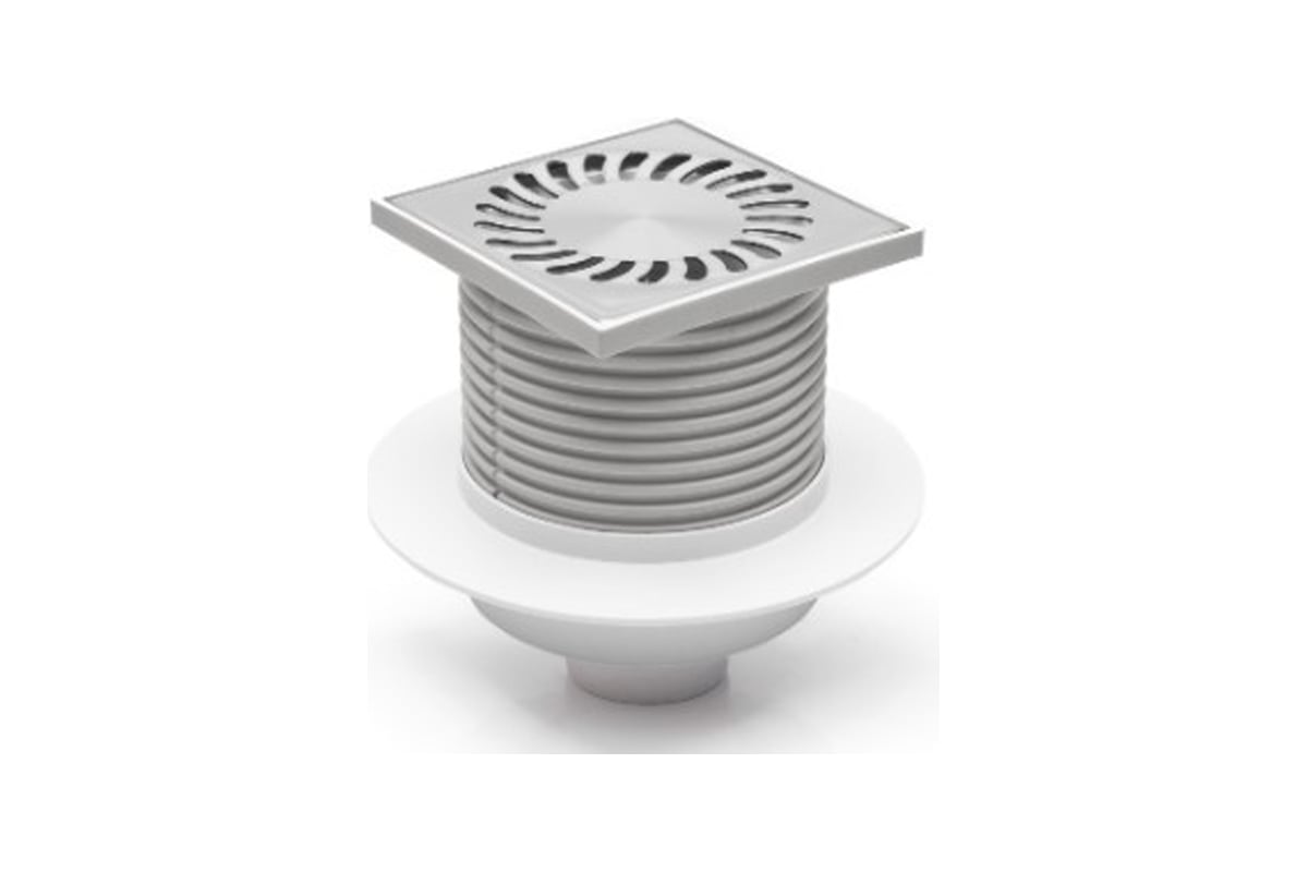 Пластиковый трап Azario D50 вертикальный слив, с решеткой SUN 10х10 см ...