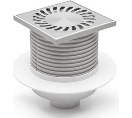 Пластиковый трап Azario D50 вертикальный слив, с решеткой SUN 10х10 см AZ416L 00068263