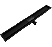 Трап для душа под плитку Teymi Lori с гидрозатвором, горизонтальный выпуск, 10x80, черный T90386 ЦБ-00270760