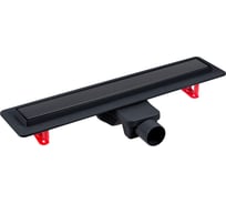 Желоб водосток напольный горизонтальный Berges Optim Line Black 500, решетка нержавеющая сталь, матовый черный, S-сифон D50 H60 095505