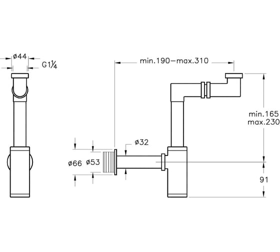 Сифон Z-типа для раковины Vitra хром A45133