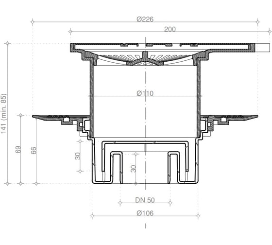 Точечный трап Pestan Confluo Standard 20х20 Vertical Angle 13000021