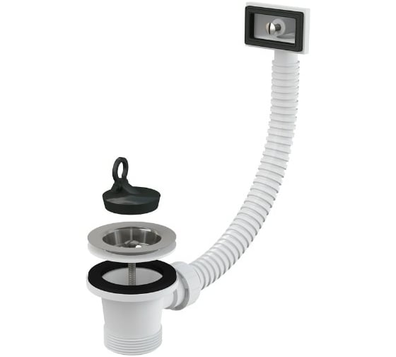 Донный клапан сифона для мойки Alca Plast 6/4" с нержавеющей решеткой DN70 и гофропереливом A331
