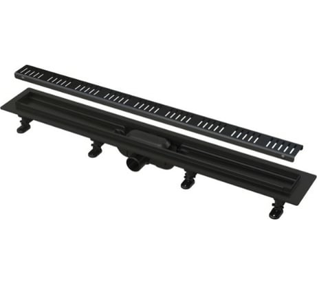 Водоотводящий желоб для решетки Alca Plast с порогами, черный-матовый APZ10BLACK-650M
