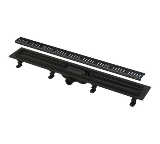 Водоотводящий желоб для решетки Alca Plast с порогами, черный-матовый APZ10BLACK-950M 1