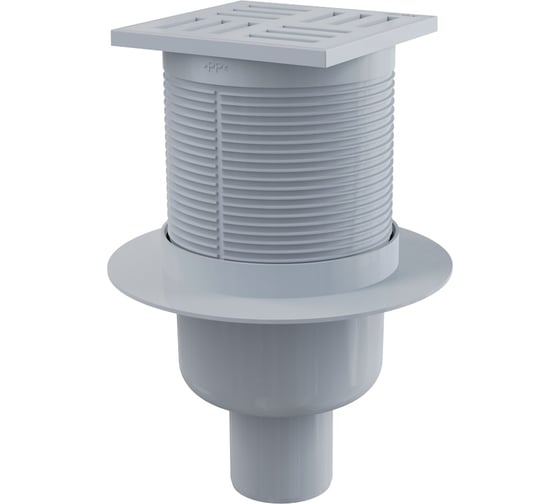 Сливной трап Alca Plast 105х105/50 мм прямой сток, решетка серая, гидрозатвор мокрый APV6111