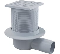 Сливной трап Alca Plast 105х105/50 мм боковой сток, решетка серая, гидрозатвор мокрый APV5111