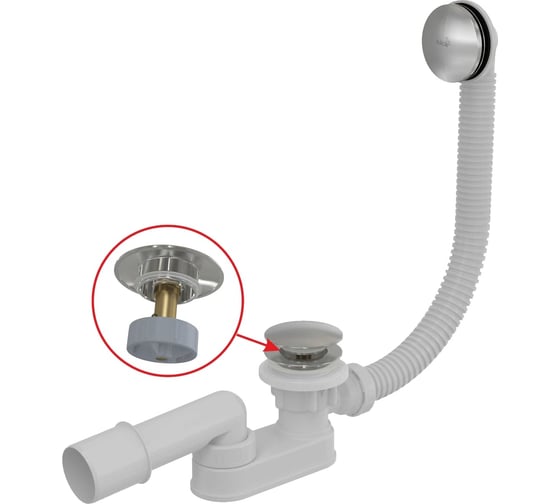 Сифон для ванны Alca Plast CLICK/CLACK, металл A507CKM-100