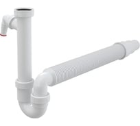Трубчатый сифон Alca Plast с накидной гайкой 1 1/2" со штуцером и гофрой A83-DN50/40