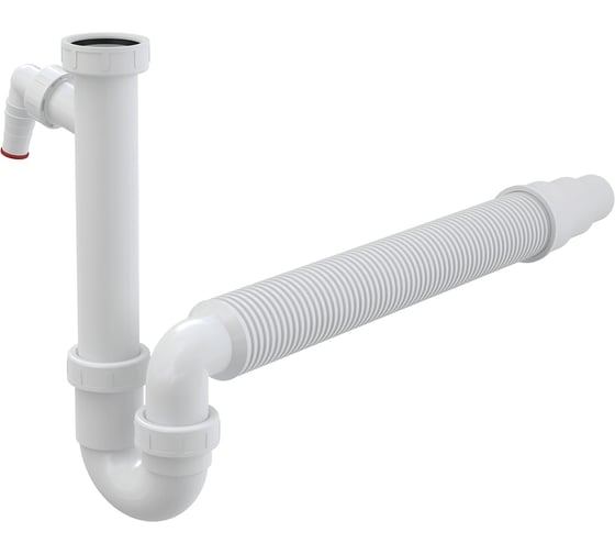Трубчатый сифон Alca Plast с накидной гайкой 1 1/2" со штуцером и гофрой A83-DN50/40