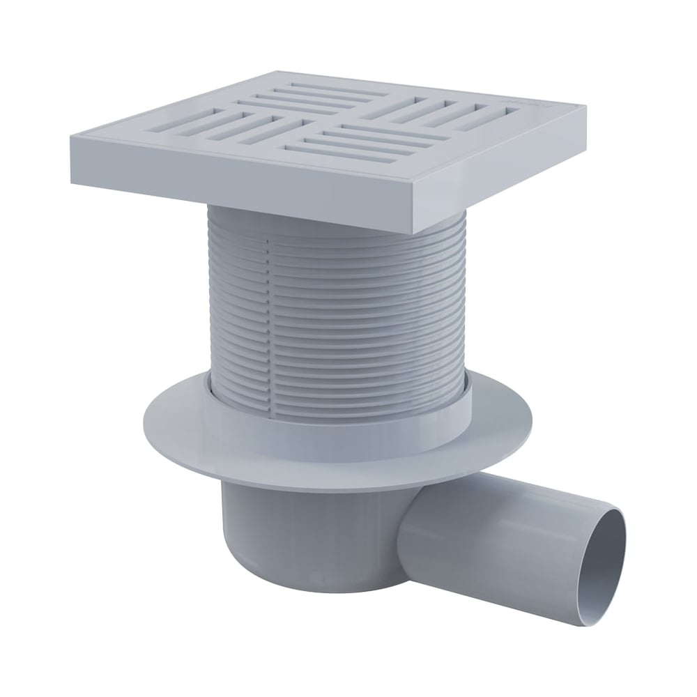 Сливной трап Alca Plast 150х150/50 мм боковой сток, решетка серая ...