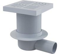 Сливной трап Alca Plast 150х150/50 мм боковой сток, решетка серая, гидрозатвор мокрый APV5211