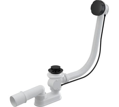 Сифон для ванны Alca Plast автомат, комплект, матовый черный A55BLACK-80