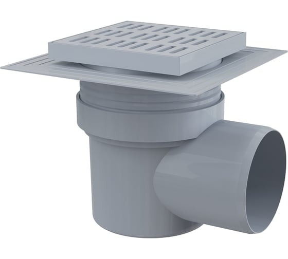 Сливной трап Alca Plast 150х150/110, подводка – боковая, решетка – серая APV10 1