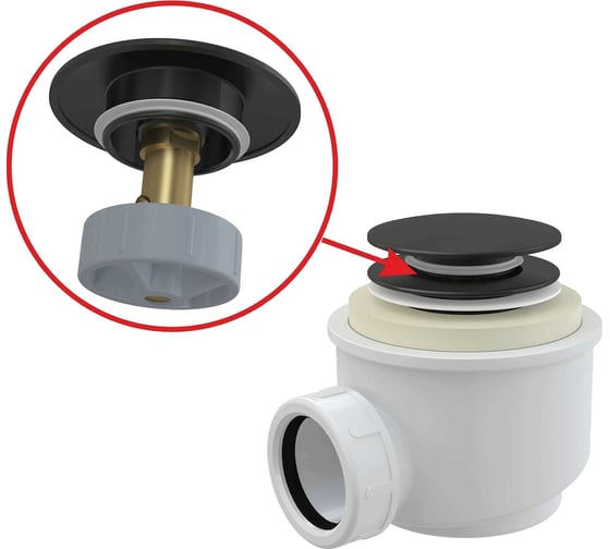 Сифон для душевого поддона Alca Plast CLICK/CLACK, матовый черный A465BLACK-50
