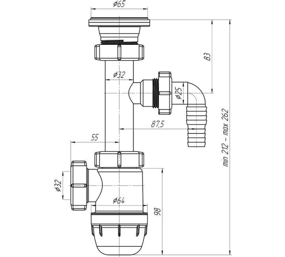 Сифон АНИ Пласт 1 1/4х32 Юнг BM1300