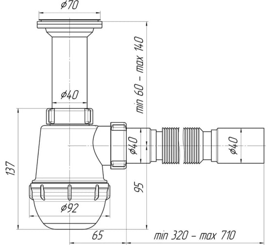 Сифон АНИ Пласт Грот 1 1/2х40 A0505