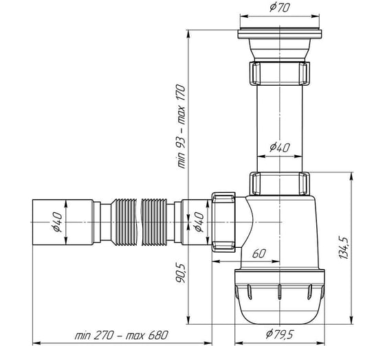 Сифон АНИ Пласт Грот 1 1/2х40 A0105