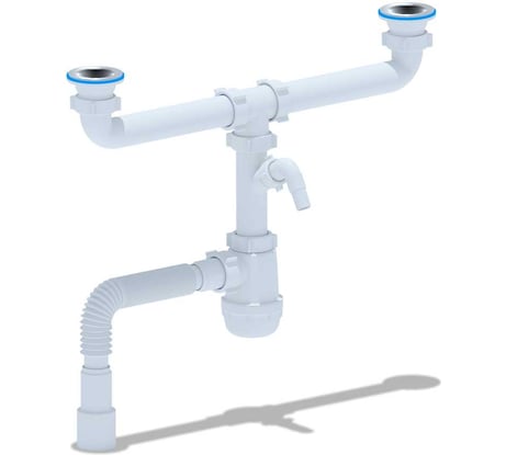 Сифон АНИ Пласт Грот 1 1/2х40 двойной, с отводом для стиральной машины A3515