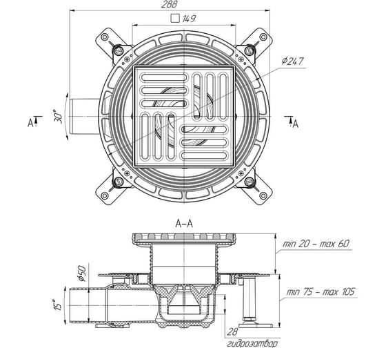 Трап горизонтальный АНИ Пласт TVA5616