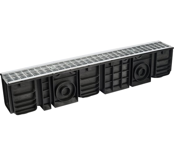 Лоток водоотводный пластиковый AQUADRENAG ЛВП Classic AQD DN100 H185 с решеткой стальной ячеистой Q10185-I 1