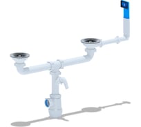 Сифон АНИ Пласт Ани Грот 31/2, 40, двойной, с прямоугольным вертикальным переливом мойки A3545